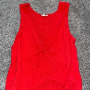 Red Front Knot and Back Peplum Tanktop — American Eagle Outfitters — size XL